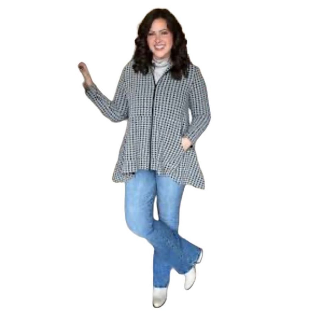 Kozan Jane Jack, Black and white checkered tunic top size small ￼